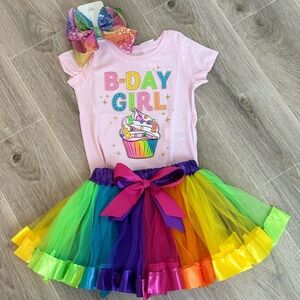 Toddler Girls Rainbow Cupcake Birthday Tutu Outfit 18-24 Months